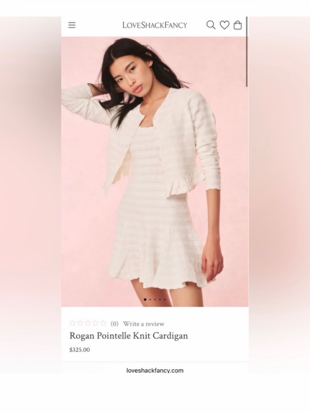 LoveShackFancy Rogan Pointelle Knit Cardigan
